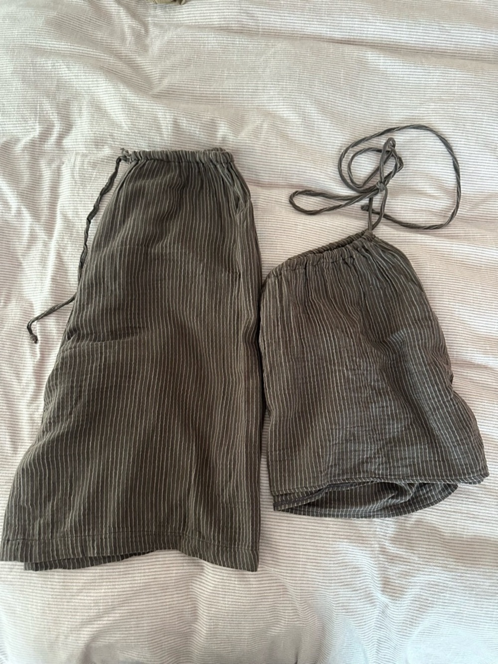 Boheme Brown Pinstripe Tank & Shorts Set - Picture 2 of 7